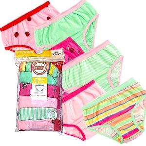 Wonder Nation Little Girl Cotton Briefs 6 Pack sz: 2T - 3T